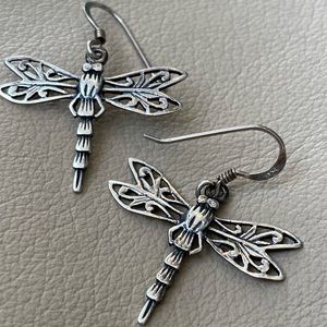 925 Sterling Silver Dragonfly Earrings•New never worn